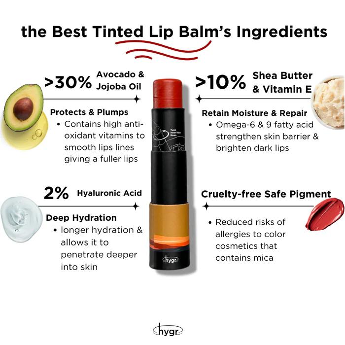 Trio Bamboo Refillable Natural Tinted Lip Balm Bundle + 2 % Hyaluronic Acid: 4g X 3