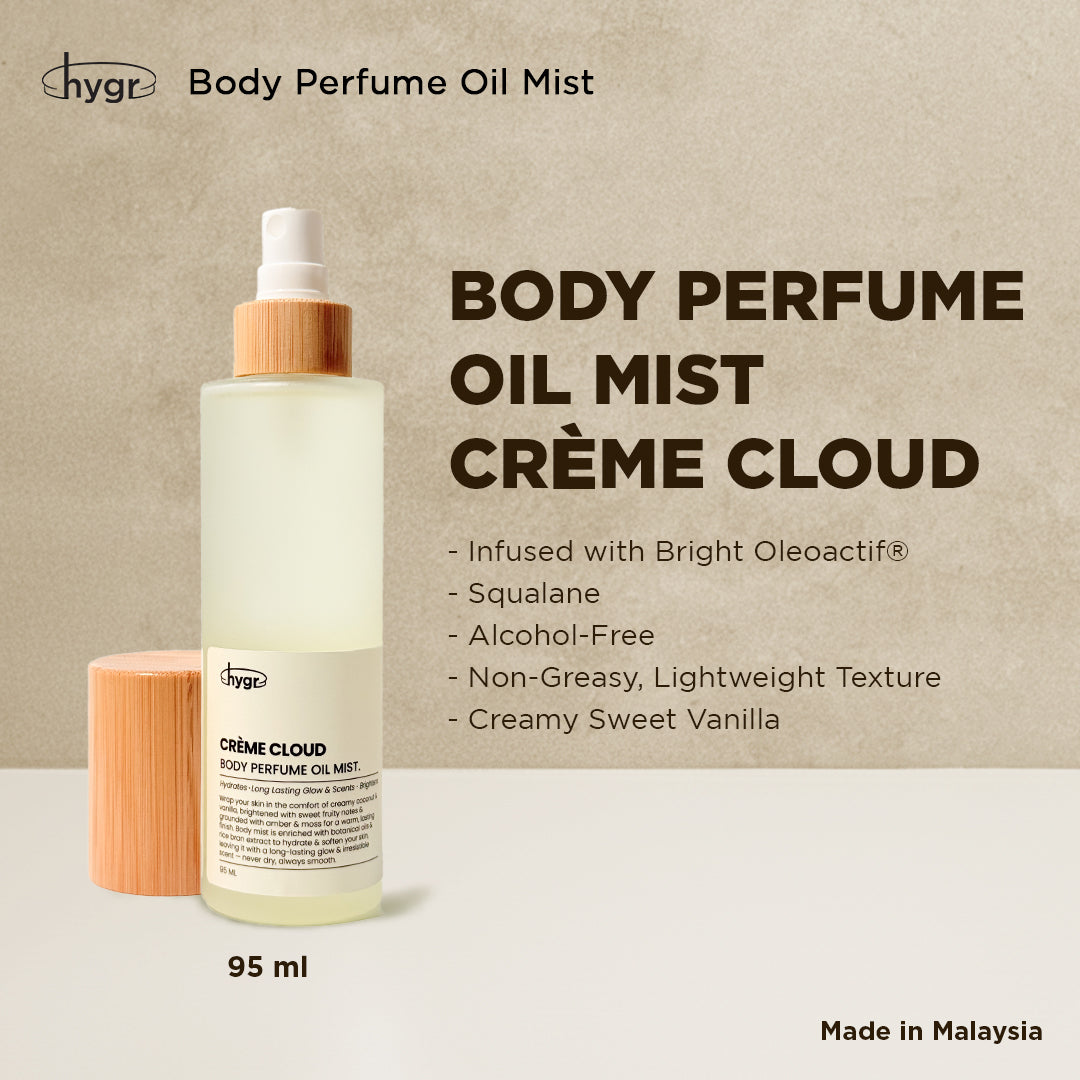 HYGR Body Oil Mist | Hydration Smoothen Skin Brighten Skin Lotion Scented Oil