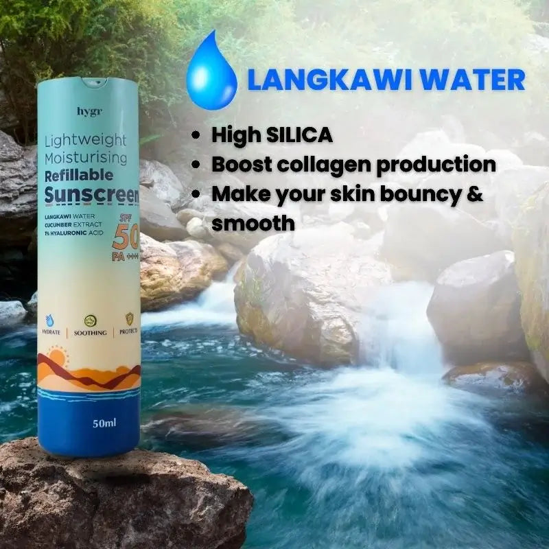 Lightweight Moisturising Refillable Sunscreen + 1% Hyaluronic Acid (No White Cast)
