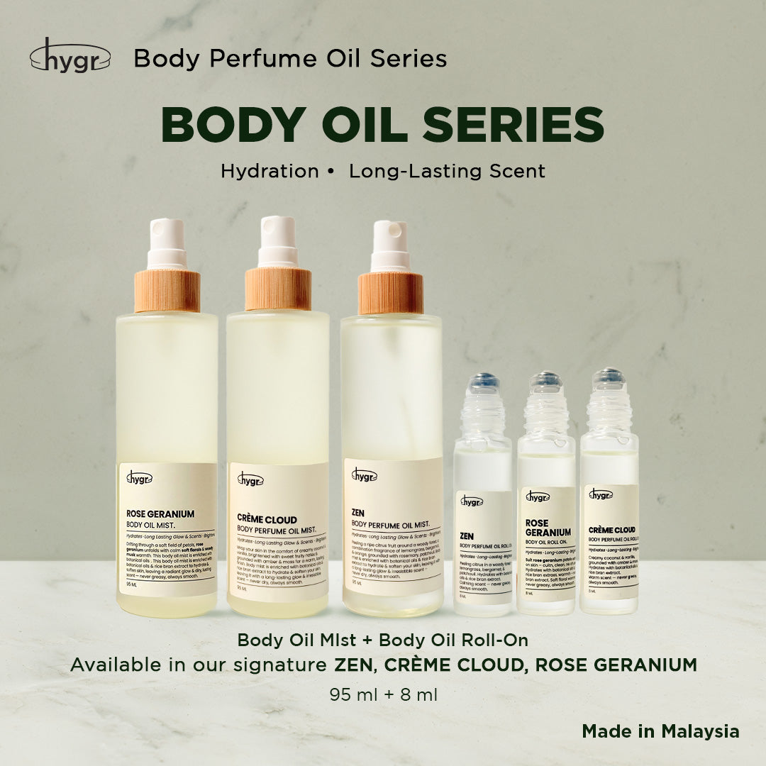 HYGR Body Oil Mist | Hydration Smoothen Skin Brighten Skin Lotion Scented Oil