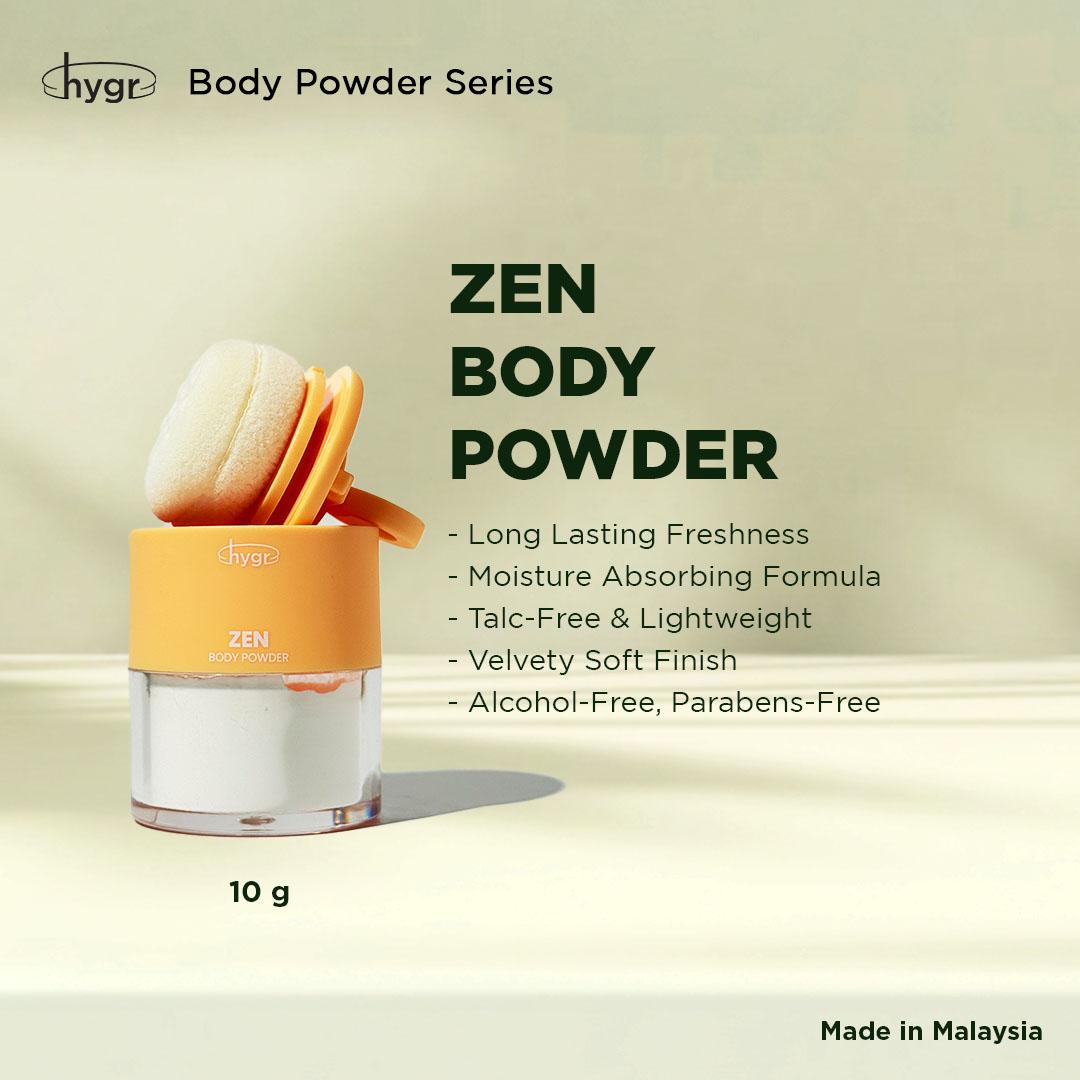 HYGR Scented Body Powder (10g) | Talc-Free Moisture Absorbing Cooling Powder | Long-Lasting Freshness & Dampness Care