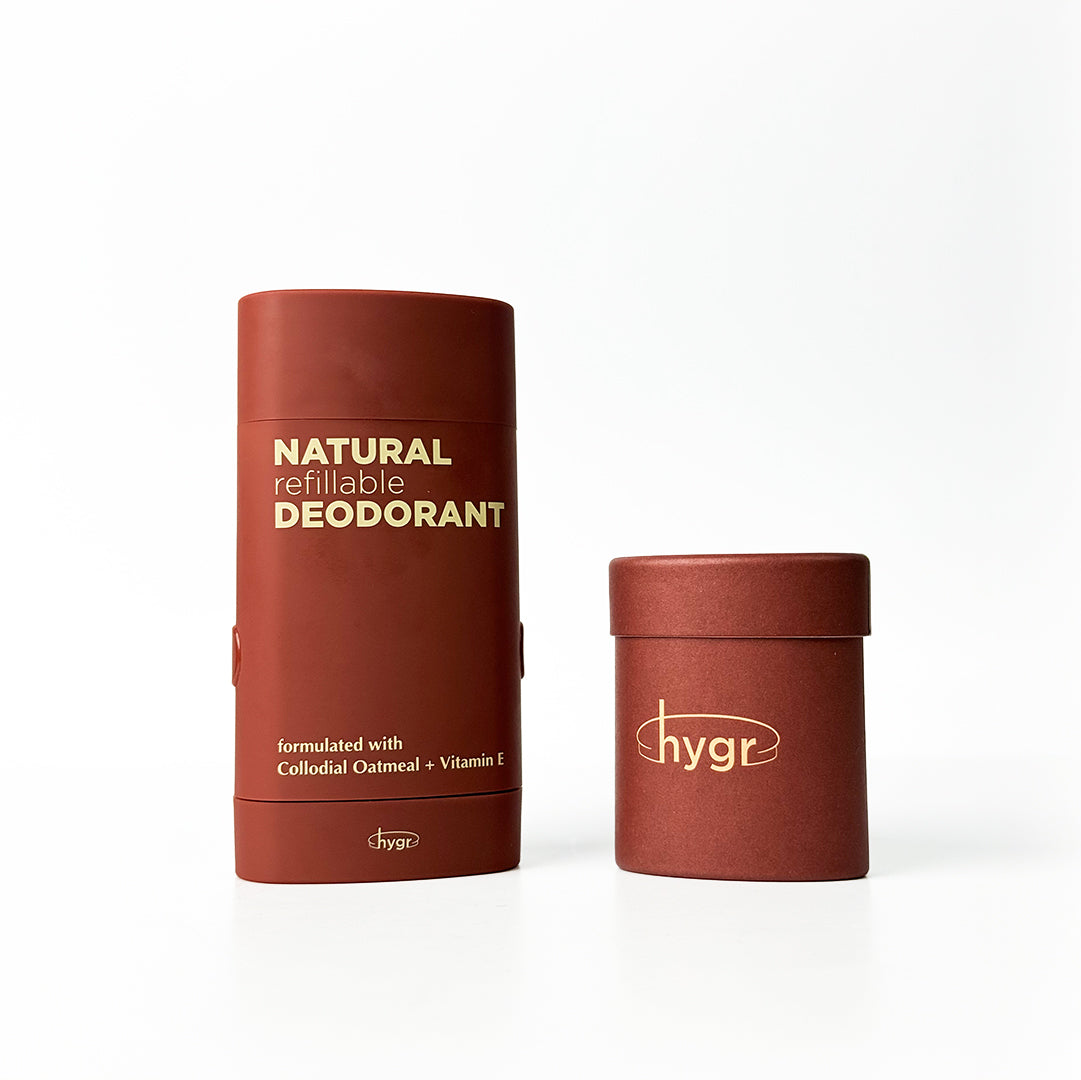 HYGR Smell Be Gone Natural Refillable Deodorant [1 Refill + 1 Case]