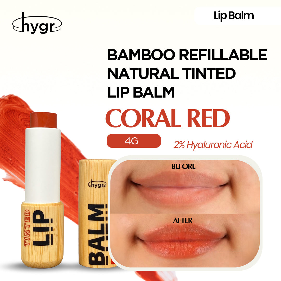 Bamboo Refillable Natural Tinted Lip Balm + 2 % Hyaluronic Acid