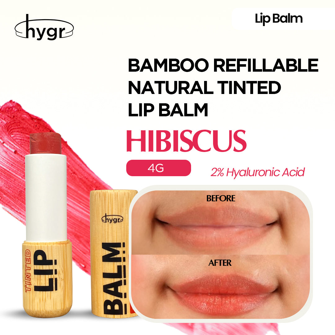 Bamboo Refillable Natural Tinted Lip Balm + 2 % Hyaluronic Acid