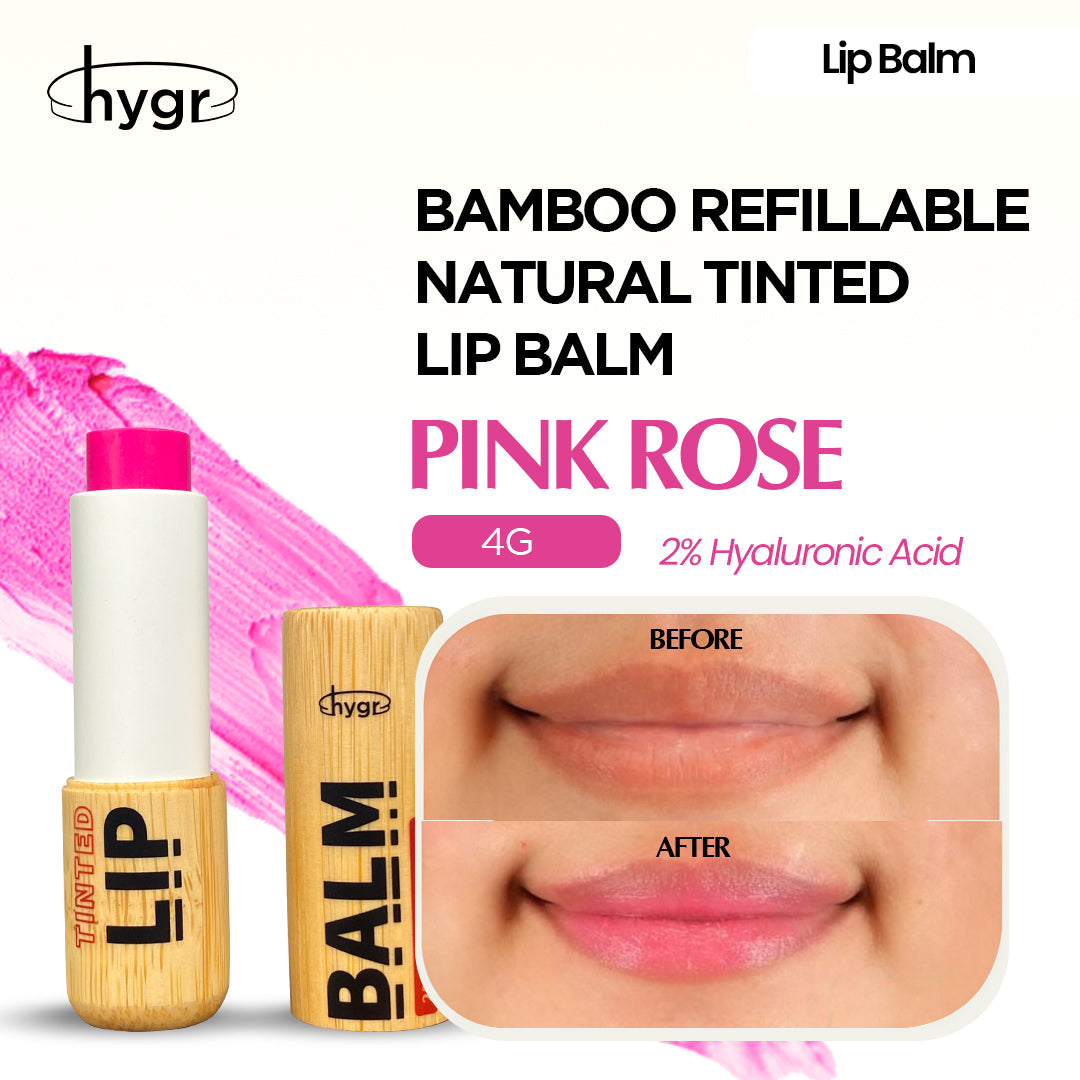Bamboo Refillable Natural Tinted Lip Balm + 2 % Hyaluronic Acid