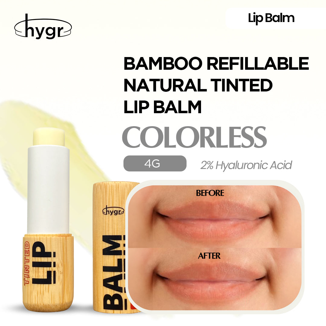 Bamboo Refillable Natural Tinted Lip Balm + 2 % Hyaluronic Acid