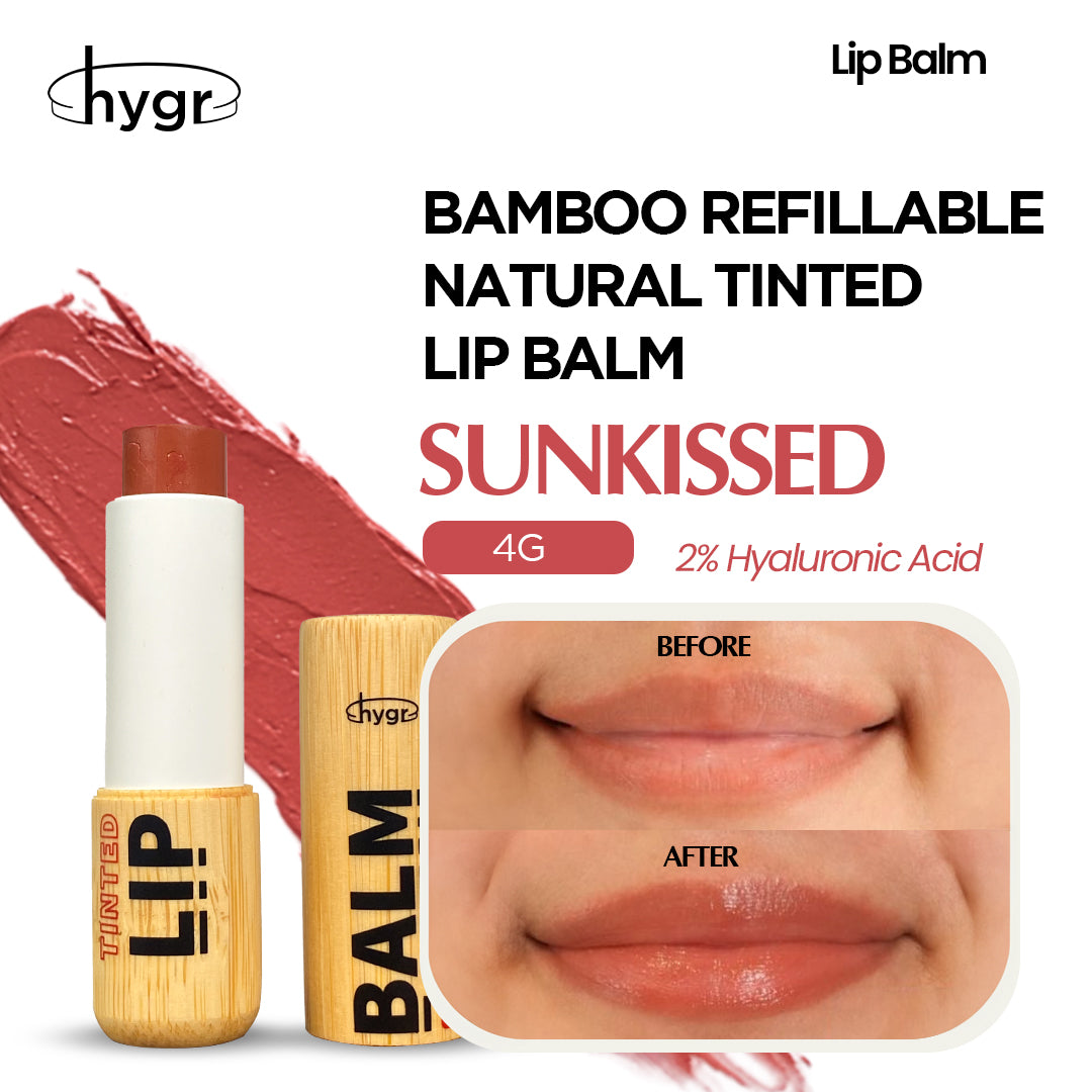 Bamboo Refillable Natural Tinted Lip Balm + 2 % Hyaluronic Acid