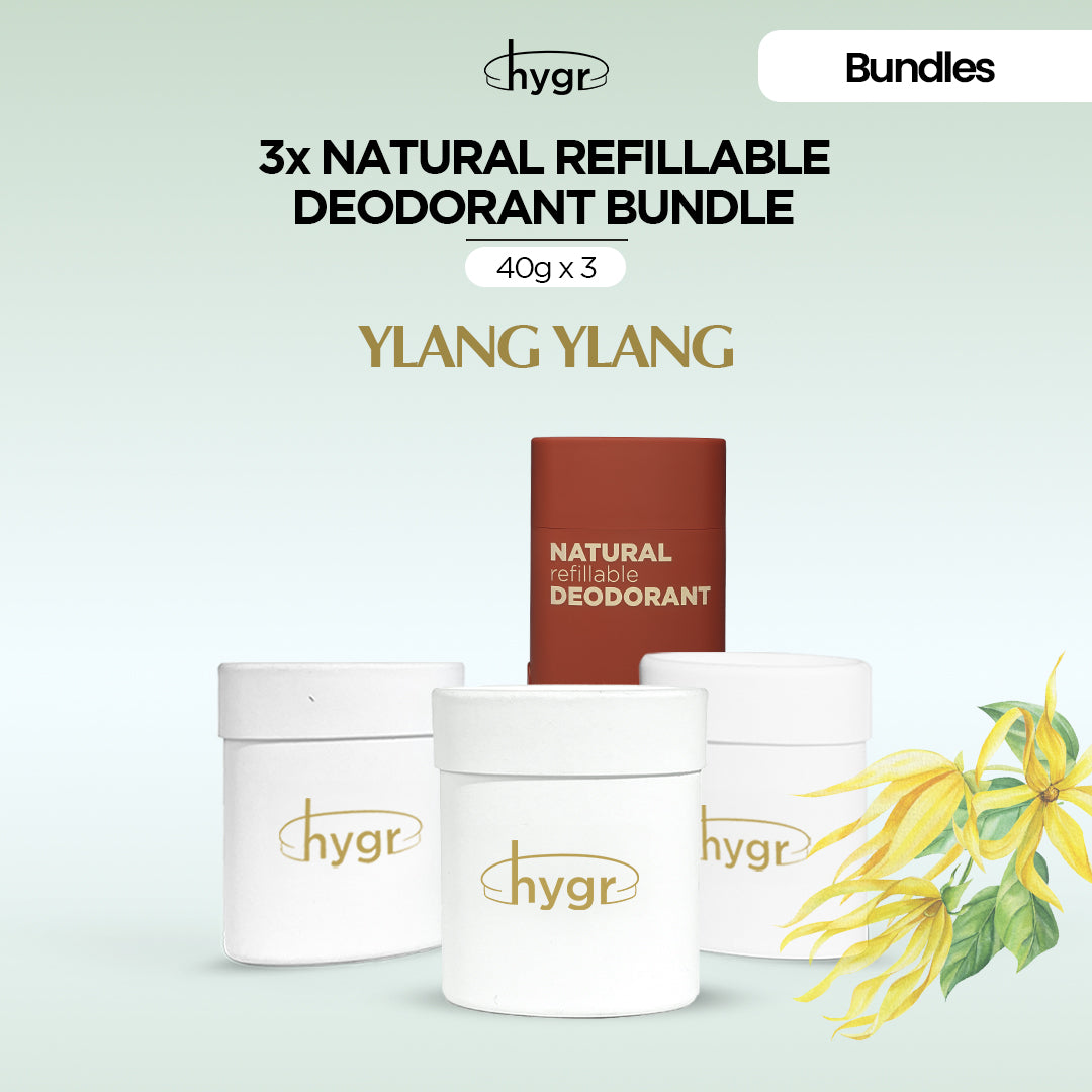 HYGR Natural Refillable Deodorant Refill Bundle [1 Case + 3 Refills]
