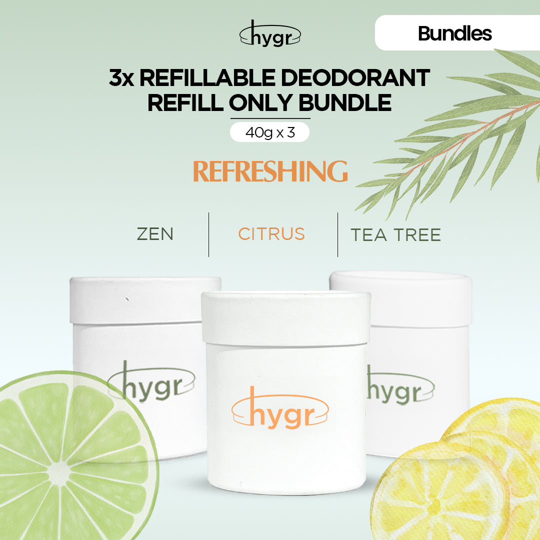 HYGR Refillable Deodorant Refill Bundle [3 Refills]