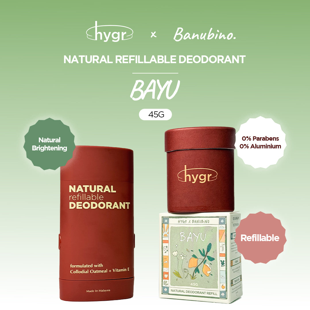HYGR Smell Be Gone Natural Refillable Deodorant [1 Refill + 1 Case]
