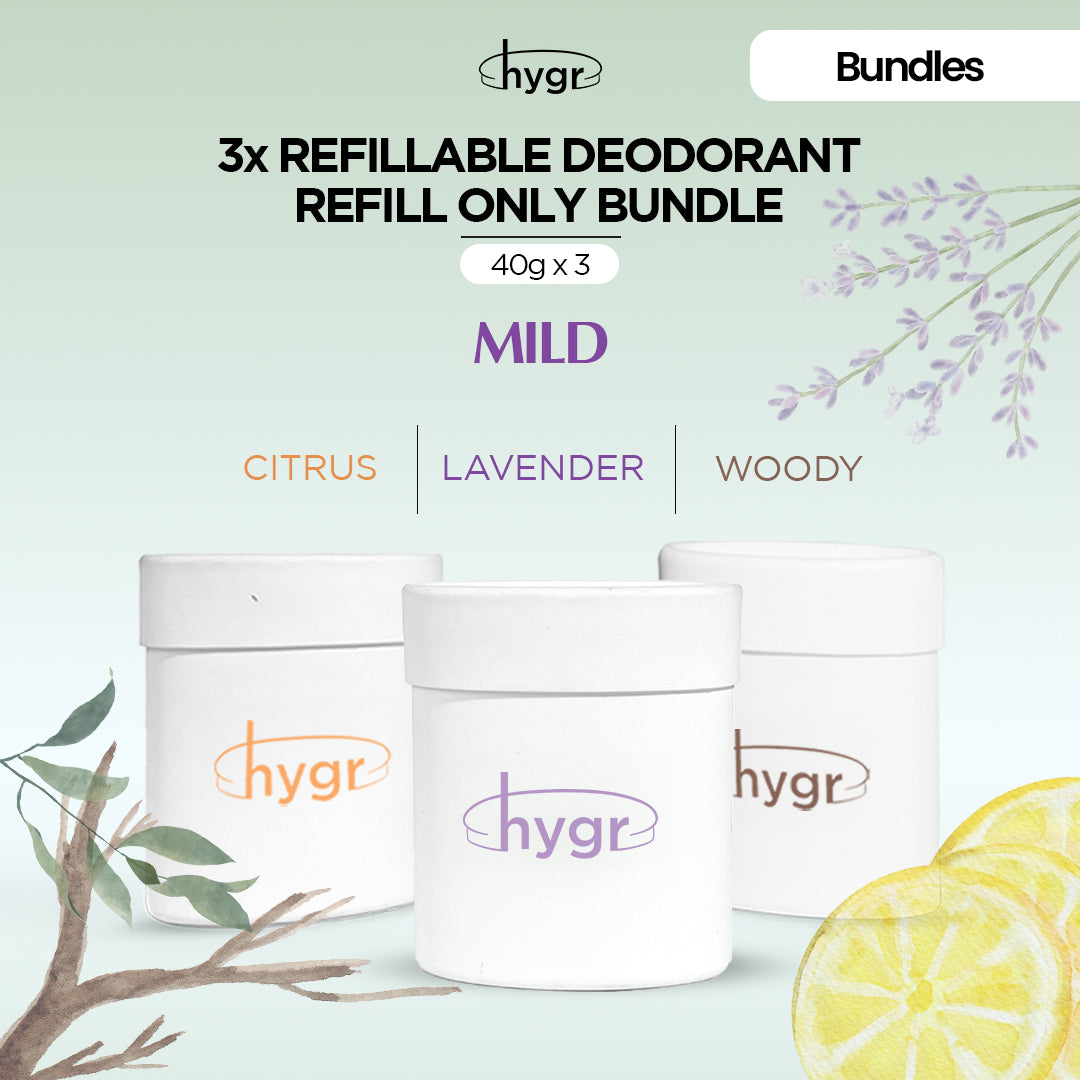 HYGR Refillable Deodorant Refill Bundle [3 Refills]
