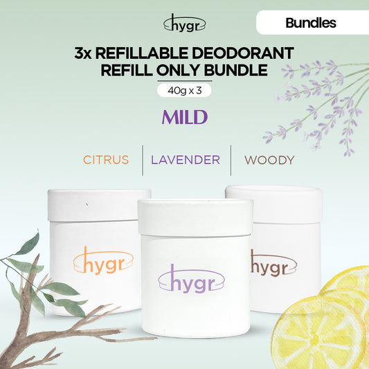HYGR Refillable Deodorant Refill Bundle [3 Refills]