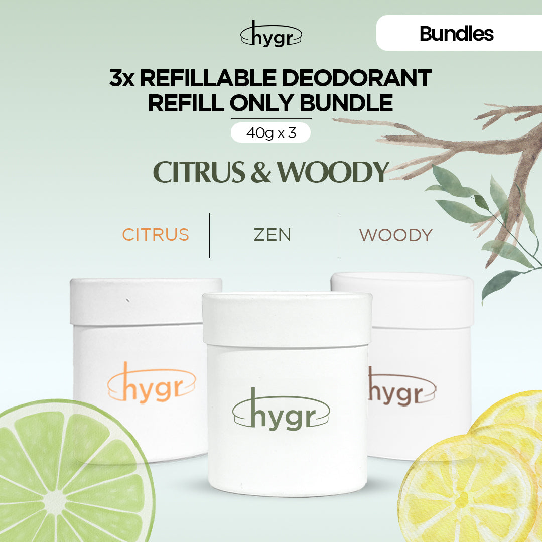 HYGR Refillable Deodorant Refill Bundle [3 Refills]