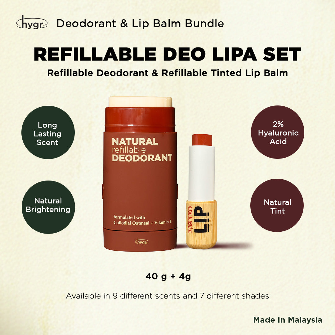 hygr Deo Lipa Bundle Set - Natural Refillable Deodorant + Tinted Lip Balm