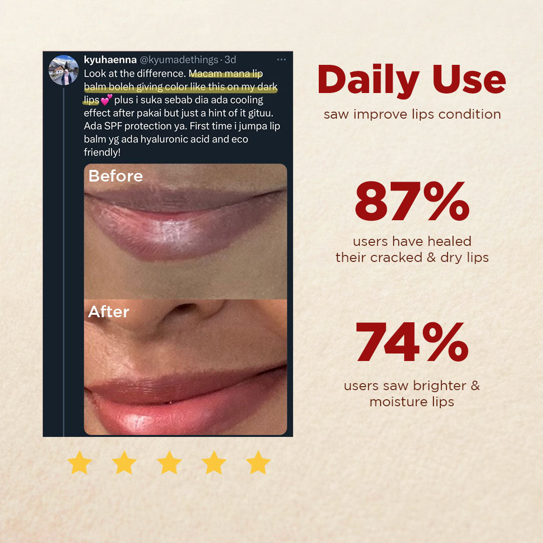 Hygr Natural Tinted Lip Balm in Papertube Packaging + 2% Hyaluronic Acid