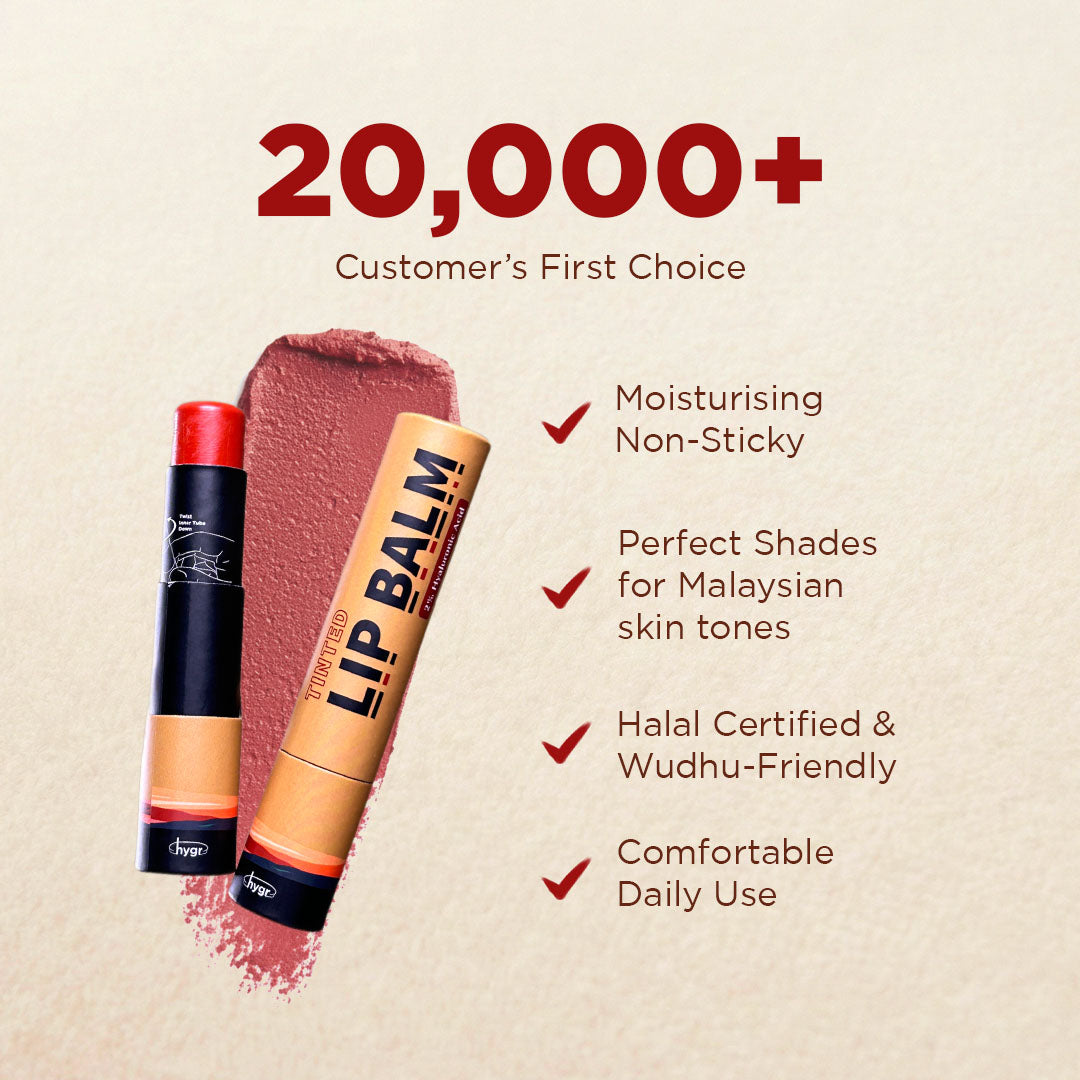 Hygr Natural Tinted Lip Balm in Papertube Packaging + 2% Hyaluronic Acid