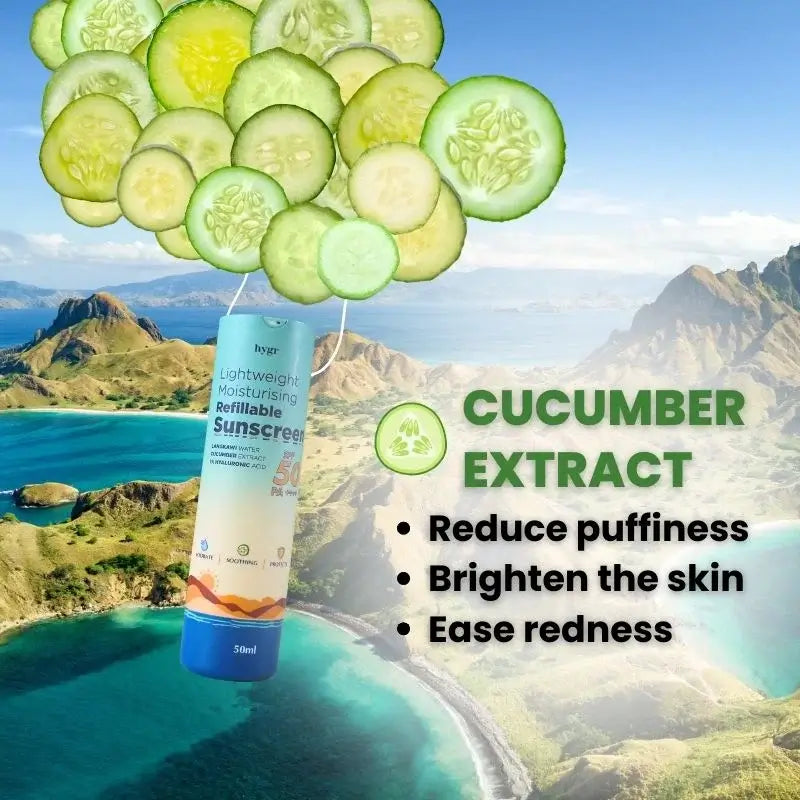 Lightweight Moisturising Refillable Sunscreen + 1% Hyaluronic Acid (No White Cast)