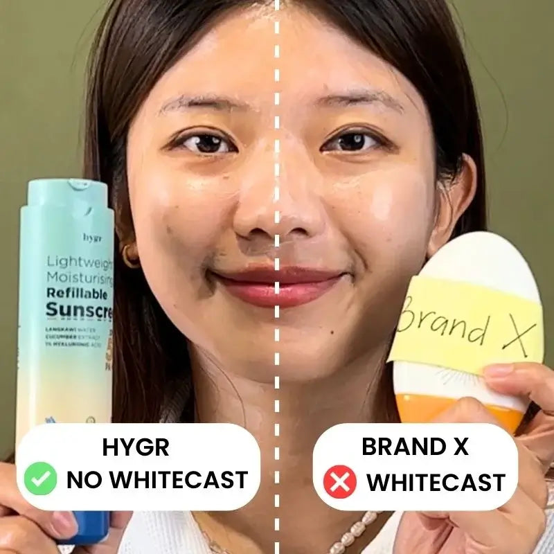 Lightweight Moisturising Refillable Sunscreen + 1% Hyaluronic Acid (No White Cast)