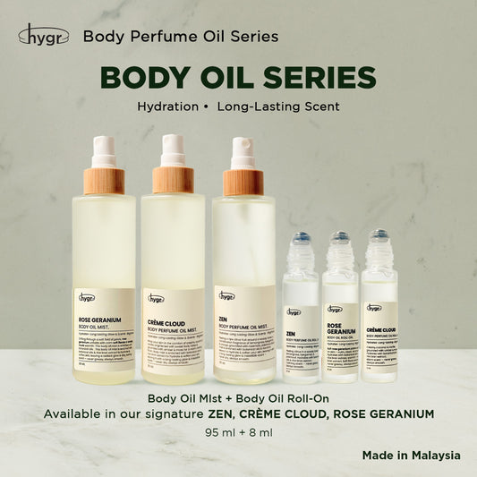 HYGR Body Oil Mist | Hydration Smoothen Skin Brighten Skin Lotion Scented Oil