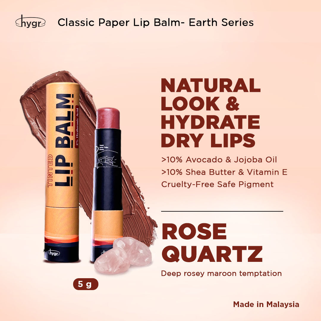 HYGR Natural Paper Tinted Lip Balm Hyaluronic Acid 5g - Earth Series