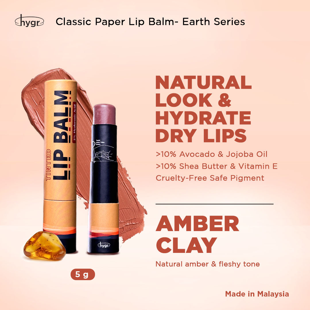 HYGR Natural Paper Tinted Lip Balm Hyaluronic Acid 5g - Earth Series