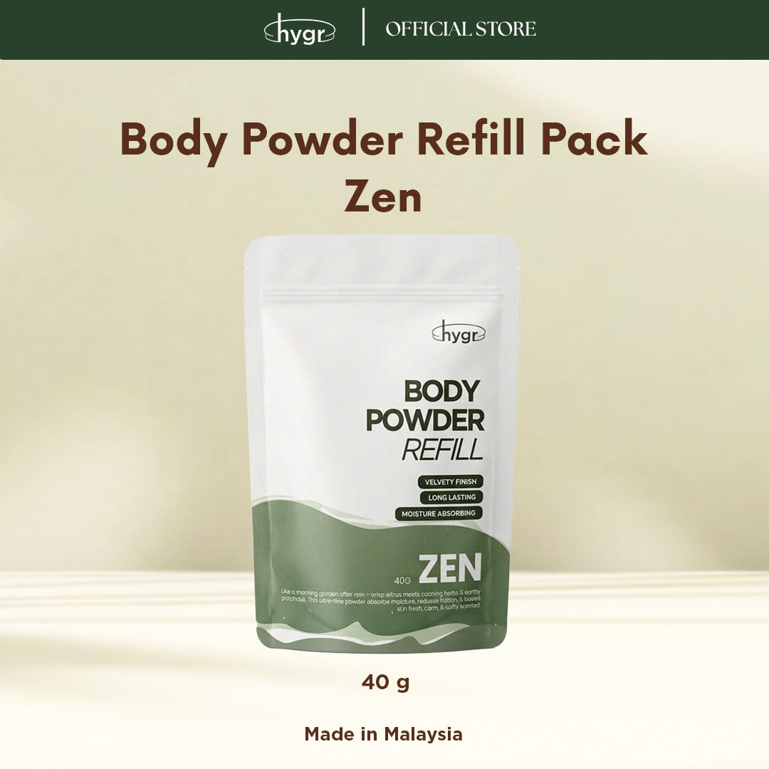HYGR Scented Body Powder (10g) | Talc-Free Moisture Absorbing Cooling Powder | Long-Lasting Freshness & Dampness Care
