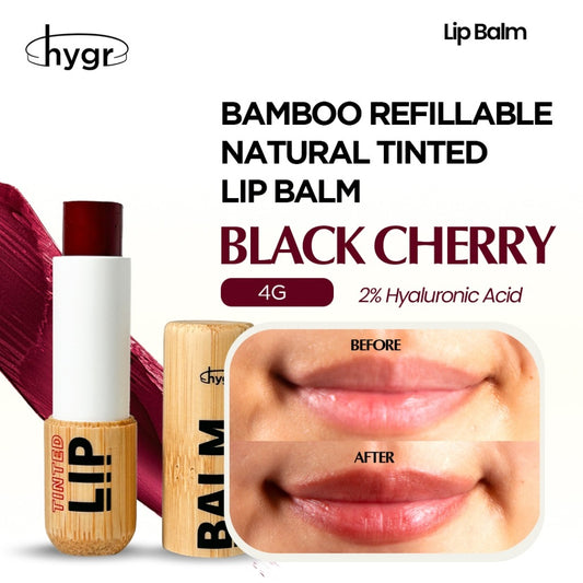 Bamboo Refillable Natural Tinted Lip Balm + 2 % Hyaluronic Acid