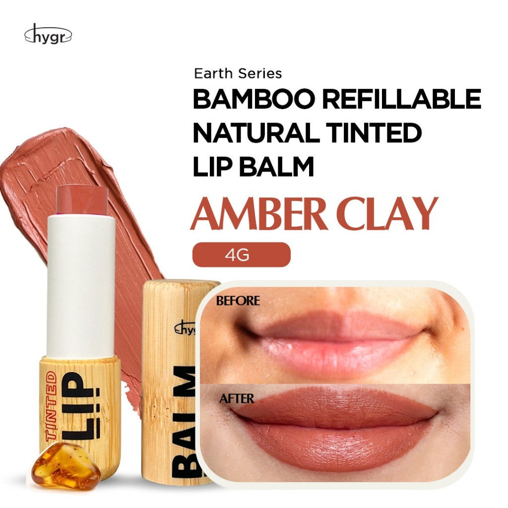 HYGR Bamboo Refillable Natural Tinted Lip Balm Hyaluronic Acid - Earth Series