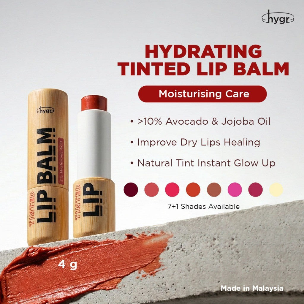 HYGR Bamboo Refillable Natural Tinted Lip Balm Hyaluronic Acid - Earth Series