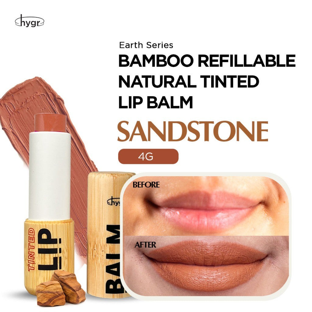 HYGR Bamboo Refillable Natural Tinted Lip Balm Hyaluronic Acid - Earth Series